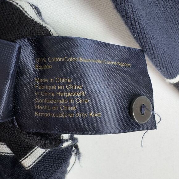 Brooks Brothers Sweater Womens Large Navy Striped Button Up Cotton Preppy Office - Picture 10 of 13